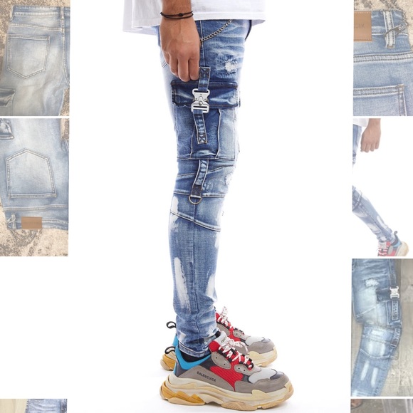 NWOT REELISTIK NYC- CARGO JEANS-BLUE - Picture 2 of 14